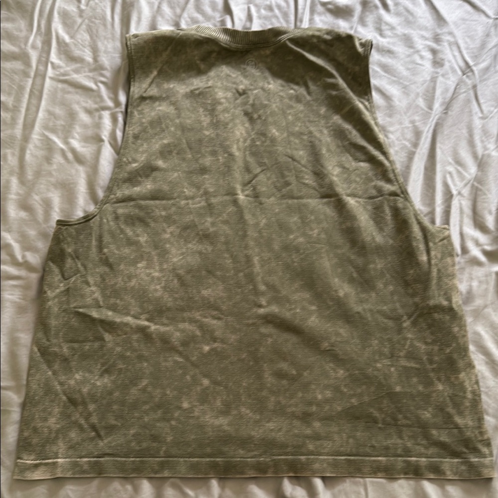 Sage Distressed Olive Muscle Tee - Picture 3 of 3